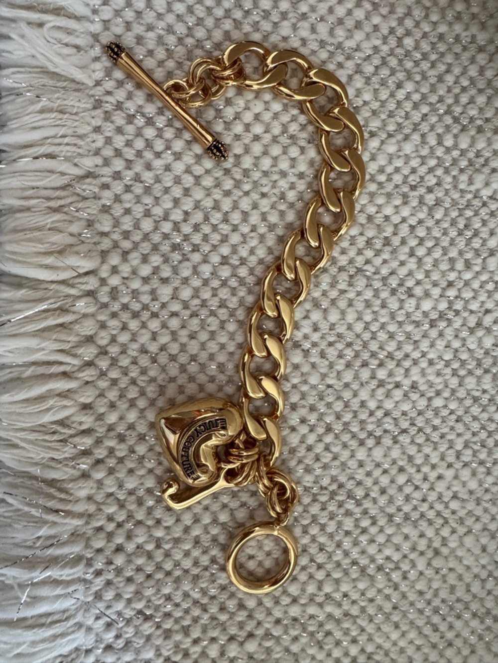 Juicy Couture Gold-Tone Chunky Chain Heart Charm Bracelet